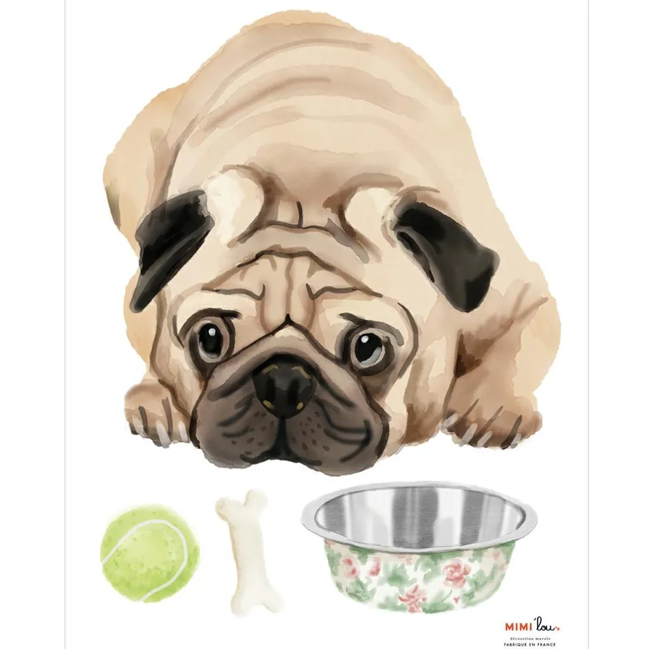 Planche sticker Carlin Mops (35 x 45 cm)|Mimi'lou Hot