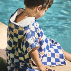 Outlet BEBEL Poncho de bain Comme un bonbon Romy damier bleu