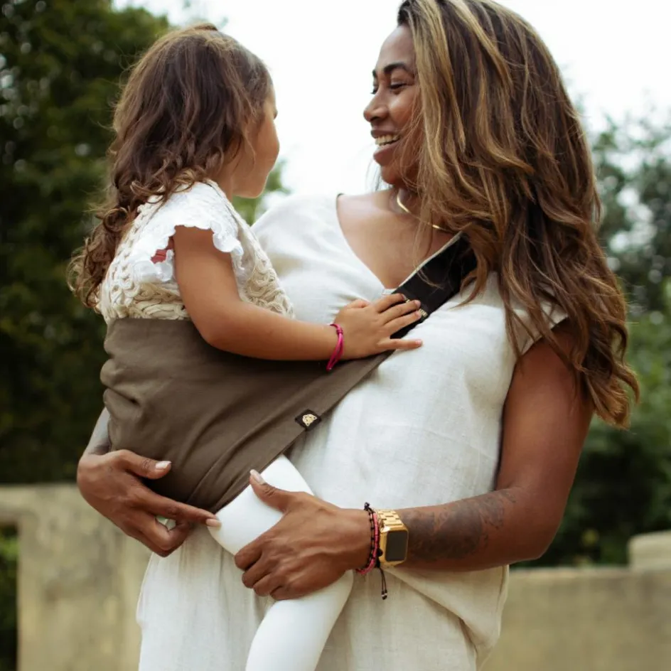 Porte bébé enfant en lin Brown|Wildride Clearance