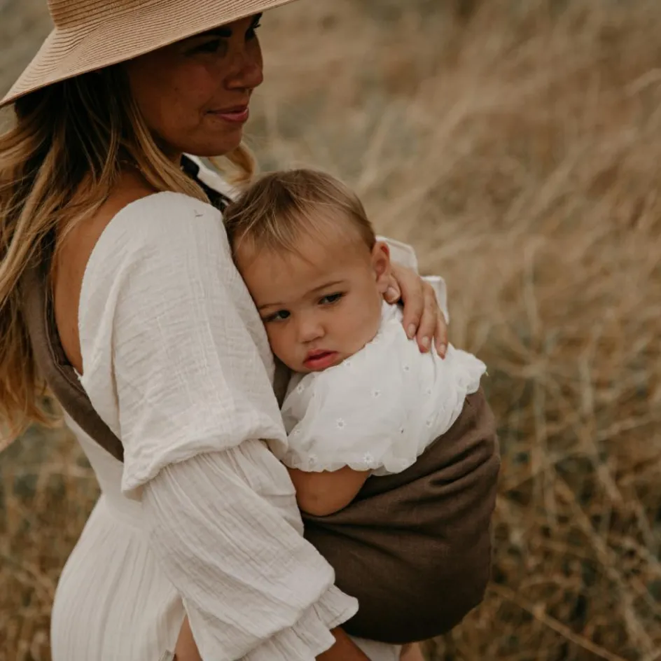 Porte bébé enfant en lin Brown|Wildride Clearance