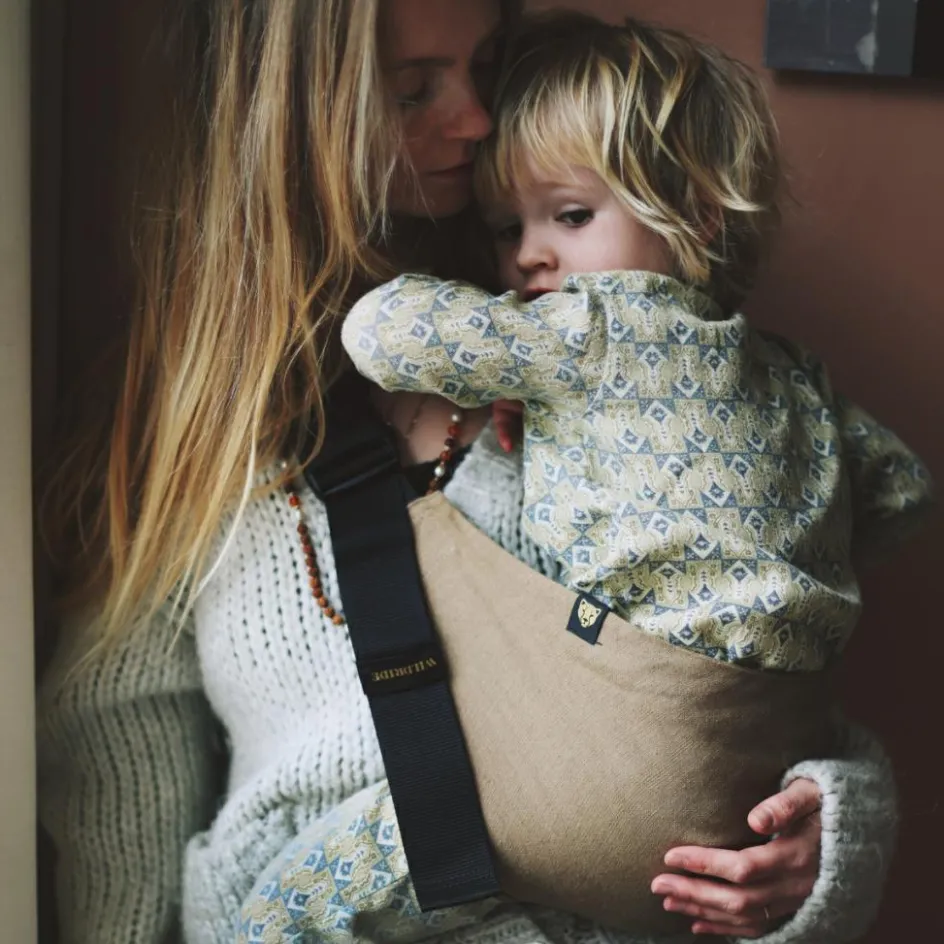 Porte bébé enfant en lin Camel|Wildride Outlet