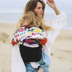 Porte bébé enfant en lin Noir|Wildride Outlet