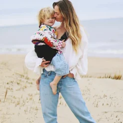 Porte bébé enfant en lin Noir|Wildride Outlet