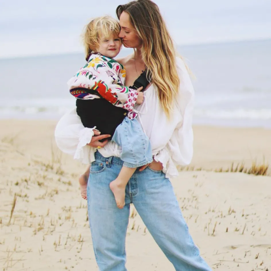 Porte bébé enfant en lin Noir|Wildride Outlet