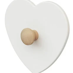 New AT4 Porte-manteau mural coeur en bois de hêtre brut Essentiel blanc