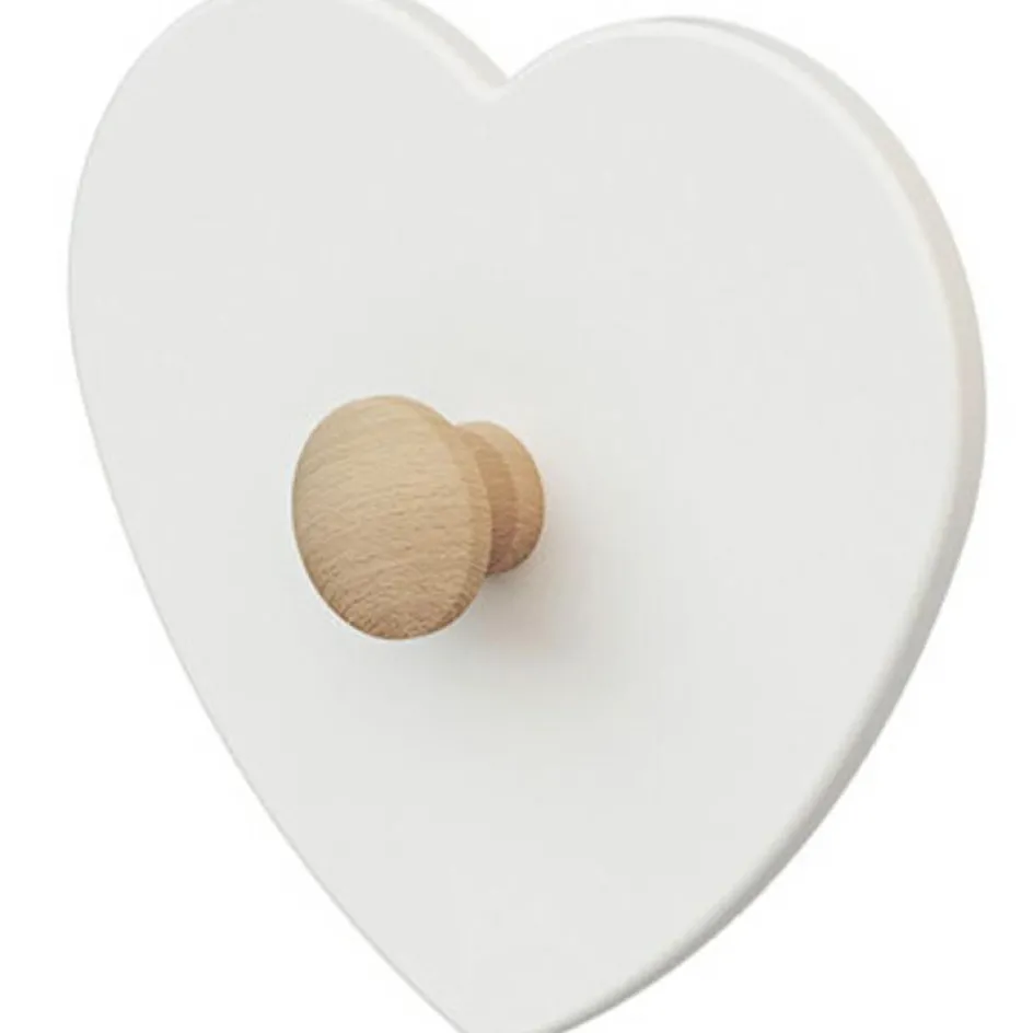 New AT4 Porte-manteau mural coeur en bois de hêtre brut Essentiel blanc