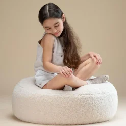 Pouf Ottoman Cream White molletonné|Wigiwama Best