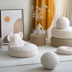 Pouf Ottoman Cream White molletonné|Wigiwama Best