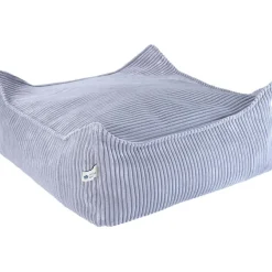 Pouf Ottoman Square Blueberry Blue velours côtelé|Wigiwama Best