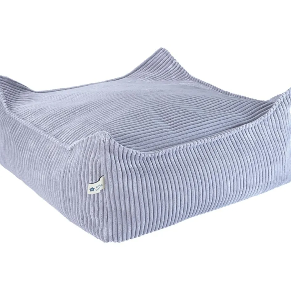 Pouf Ottoman Square Blueberry Blue velours côtelé|Wigiwama Best