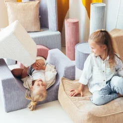 Discount Wigiwama Pouf Ottoman Square Brown Sugar velours côtelé