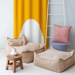 Discount Wigiwama Pouf Ottoman Square Brown Sugar velours côtelé