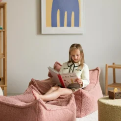 Pouf Ottoman Square Guava Pink molletonné|Wigiwama Clearance