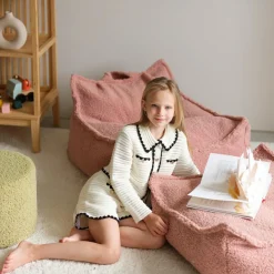 Pouf Ottoman Square Guava Pink molletonné|Wigiwama Clearance