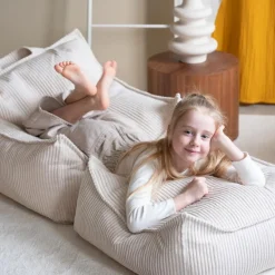 Clearance Wigiwama Pouf Ottoman Square Marshmallow velours côtelé