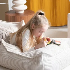 Clearance Wigiwama Pouf Ottoman Square Marshmallow velours côtelé