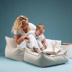 Clearance Wigiwama Pouf Ottoman Square Marshmallow velours côtelé