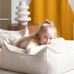 Clearance Wigiwama Pouf Ottoman Square Marshmallow velours côtelé