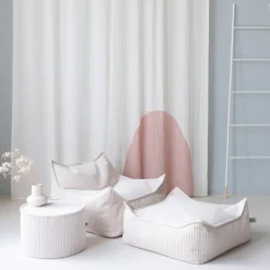 Clearance Wigiwama Pouf Ottoman Square Marshmallow velours côtelé