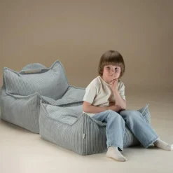 Discount Wigiwama Pouf Ottoman Square Peppermint velours côtelé