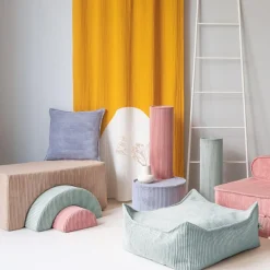 Discount Wigiwama Pouf Ottoman Square Peppermint velours côtelé