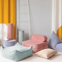 Discount Wigiwama Pouf Ottoman Square Peppermint velours côtelé