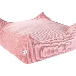 Pouf Ottoman Square Pink Mouse velours côtelé|Wigiwama Best