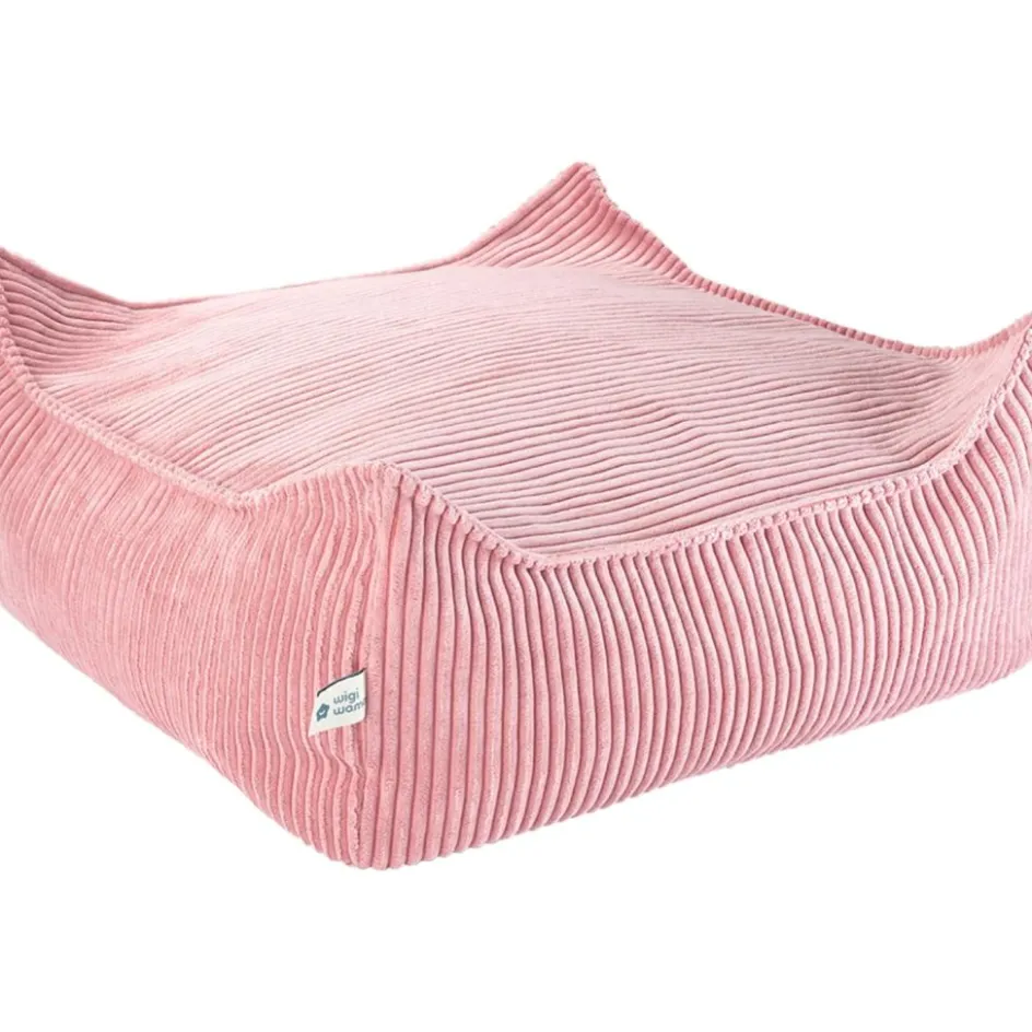 Pouf Ottoman Square Pink Mouse velours côtelé|Wigiwama Best
