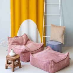 Pouf Ottoman Square Pink Mouse velours côtelé|Wigiwama Best
