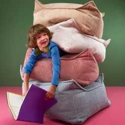 Pouf Ottoman Square Pink Mouse velours côtelé|Wigiwama Best