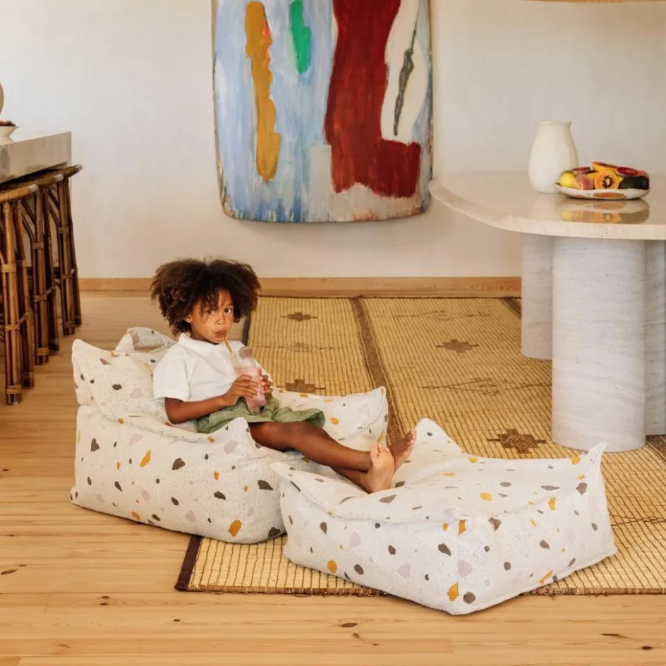 Pouf Ottoman Square Terrazzo Marble|Wigiwama