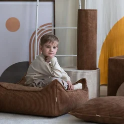 Pouf Ottoman Square Toffee velours côtelé|Wigiwama