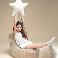 Pouf ours Biscuit molletonné|Wigiwama Outlet