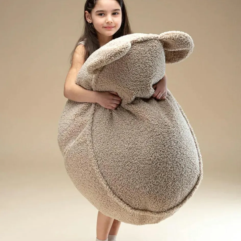 Pouf ours Biscuit molletonné|Wigiwama Outlet