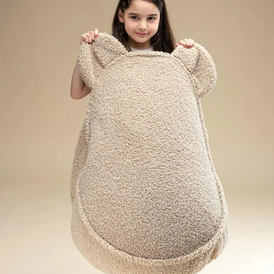 Pouf ours Biscuit molletonné|Wigiwama Outlet