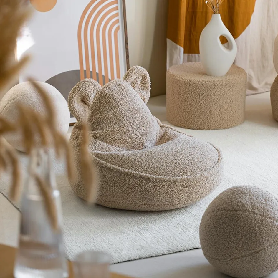 Pouf ours Biscuit molletonné|Wigiwama Outlet