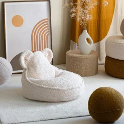 Outlet Wigiwama Pouf ours Cream White molletonné