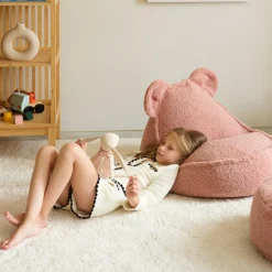 Pouf ours Guava Pink molletonné|Wigiwama Outlet