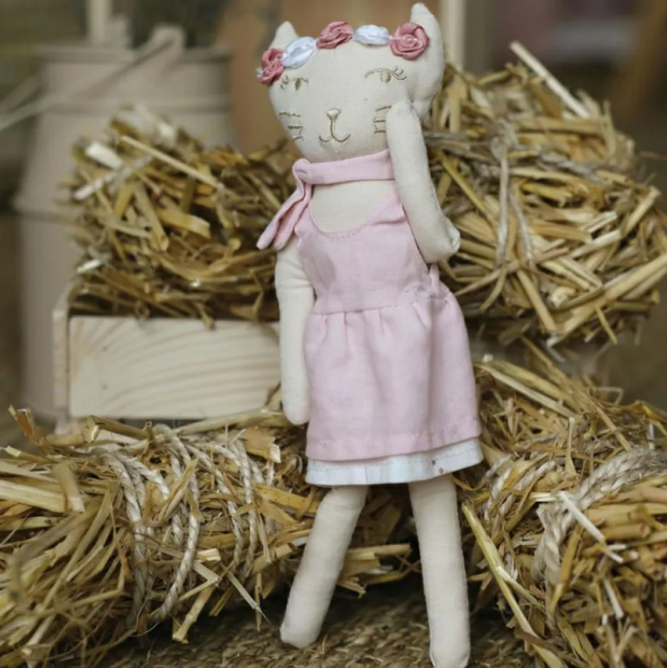 Discount Trois Kilos Sept Poupée souple chat Rose (20 cm)