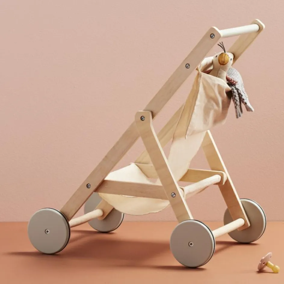 Hot Kid's Concept Poussette en bois pour poupée nature