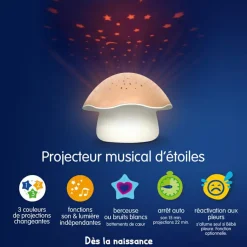 New Pabobo Projecteur d'étoiles Champignon rose