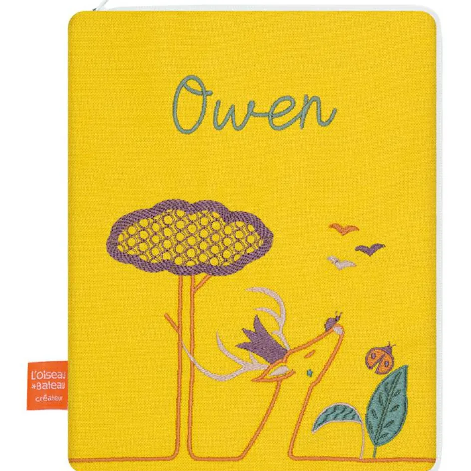 Discount L'oiseau bateau Protège carnet de santé daim moutarde (personnalisable)