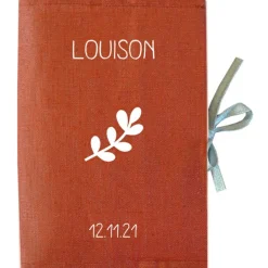 Protège carnet de santé en lin Terracotta (personnalisable)|Les Griottes Sale