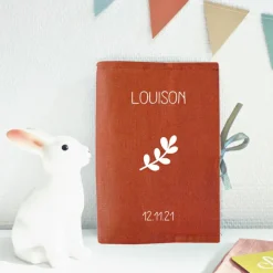Protège carnet de santé en lin Terracotta (personnalisable)|Les Griottes Sale