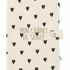 Protège carnet de santé Gaze Coeurs Ecru (personnalisable)|Atelier Wagram Best