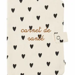 Protège carnet de santé Gaze Coeurs Ecru (personnalisable)|Atelier Wagram Best