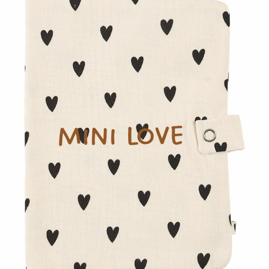 Protège carnet de santé Gaze Coeurs Ecru (personnalisable)|Atelier Wagram Best