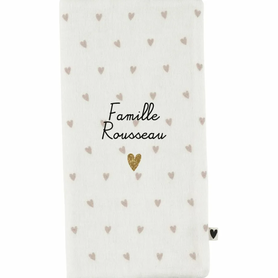 Protège livret de famille Gaze Coeurs (personnalisable)|Atelier Wagram Online