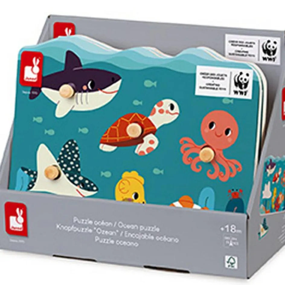 Sale Janod Puzzle à encastrer Océan WWF (6 pièces)