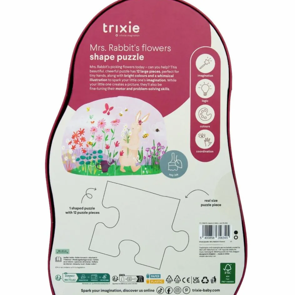 Puzzle à forme les fleurs de Mrs. Rabbit (12 pièces)|Trixie Clearance